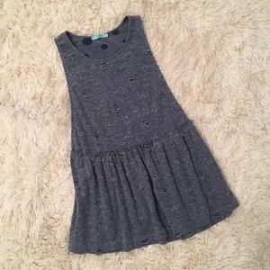 Karlie Blue Distressed Ruffle Tank